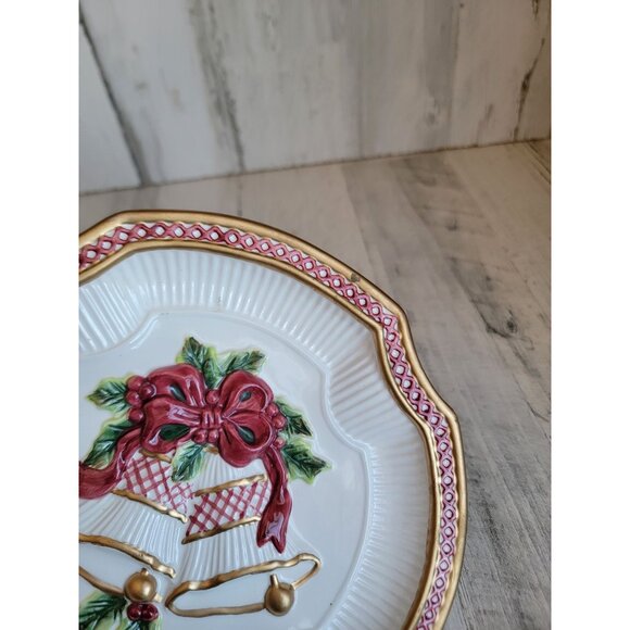 Fitz Floyd holiday bell canape plate‎ vintage xmas ceramic - Picture 3 of 5